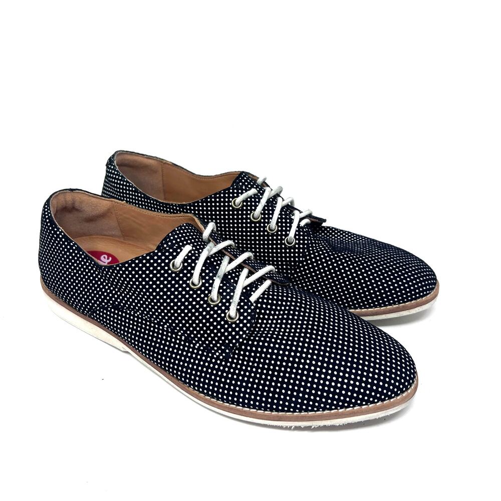 Rollie Derby Black Dream‎ Womens 39 Black White Dot Lace Up Comfort Flat